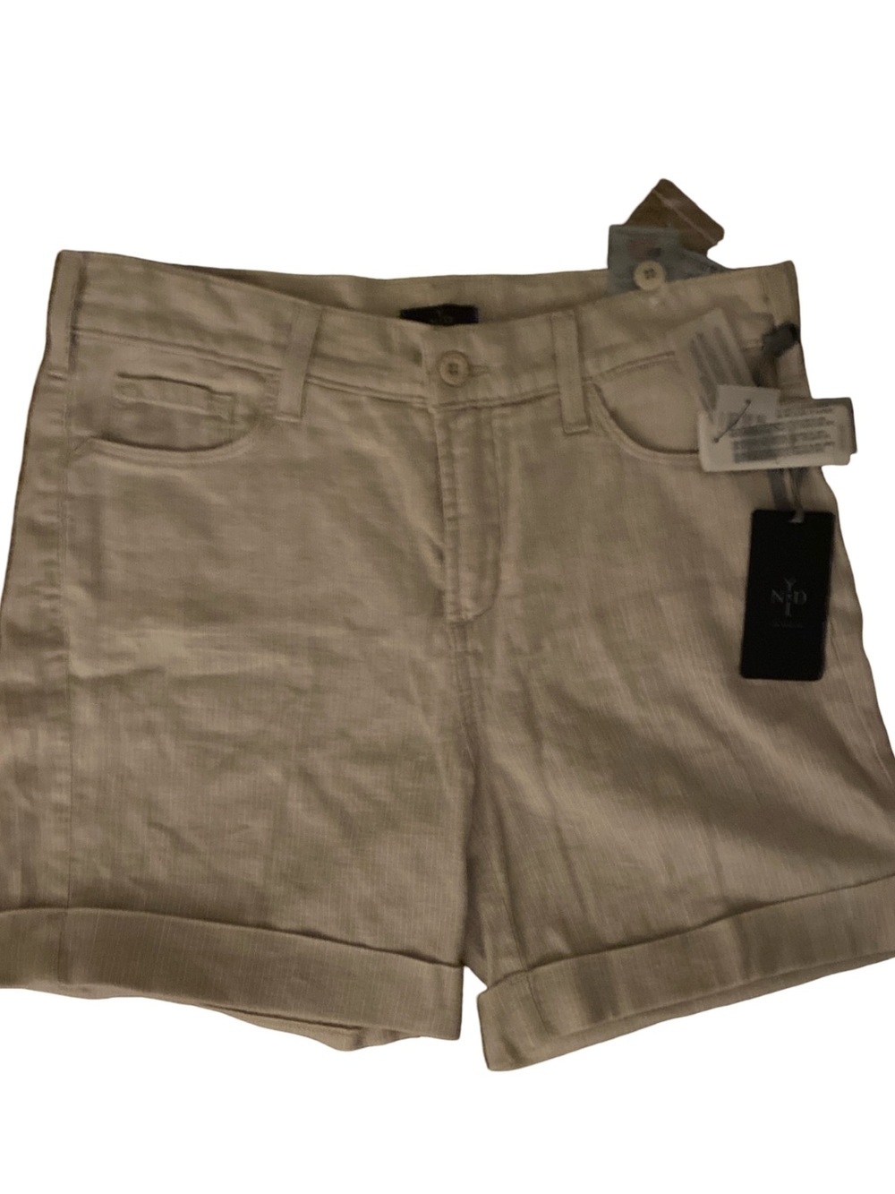 NYDJ Cream Roll-Hem Linen Jean Shorts-8 NWT